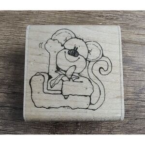 D.O.T.S. Rubber Stamp Monkey 145 1989 Zoo Animal DIY Wood Backed Banana B3